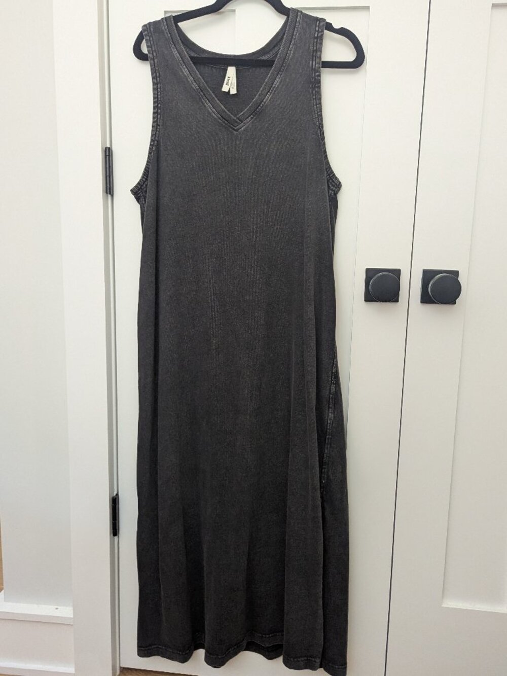 Pact Organic Cotton Washed Black V Neck Maxi Dress Size XL